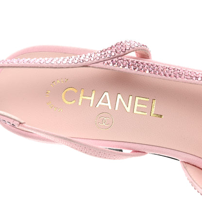 Chanel Strass Cap Toe CC Slingback Pumps 39.5 Pink Black 9 of 9