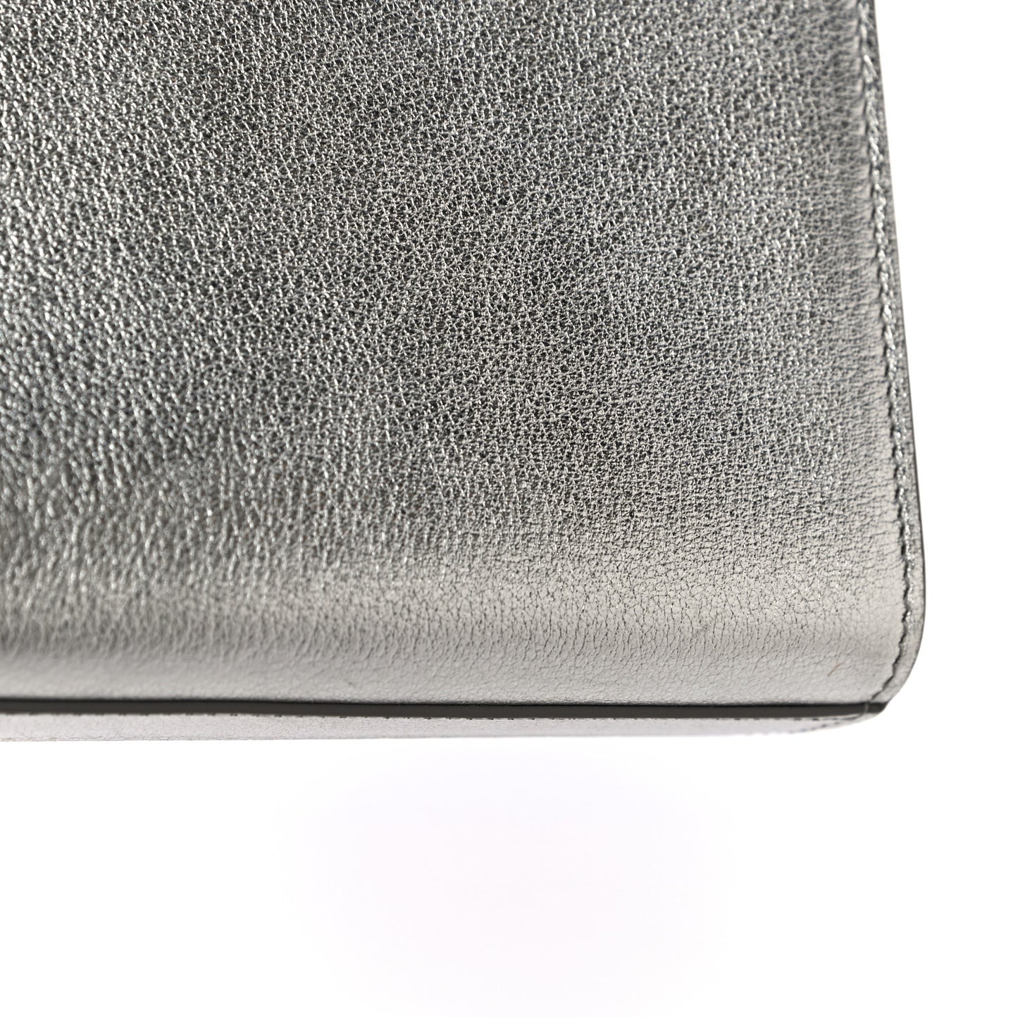 Textured Metallic Calfskin Classic Monogram Cassandre Clutch Silver