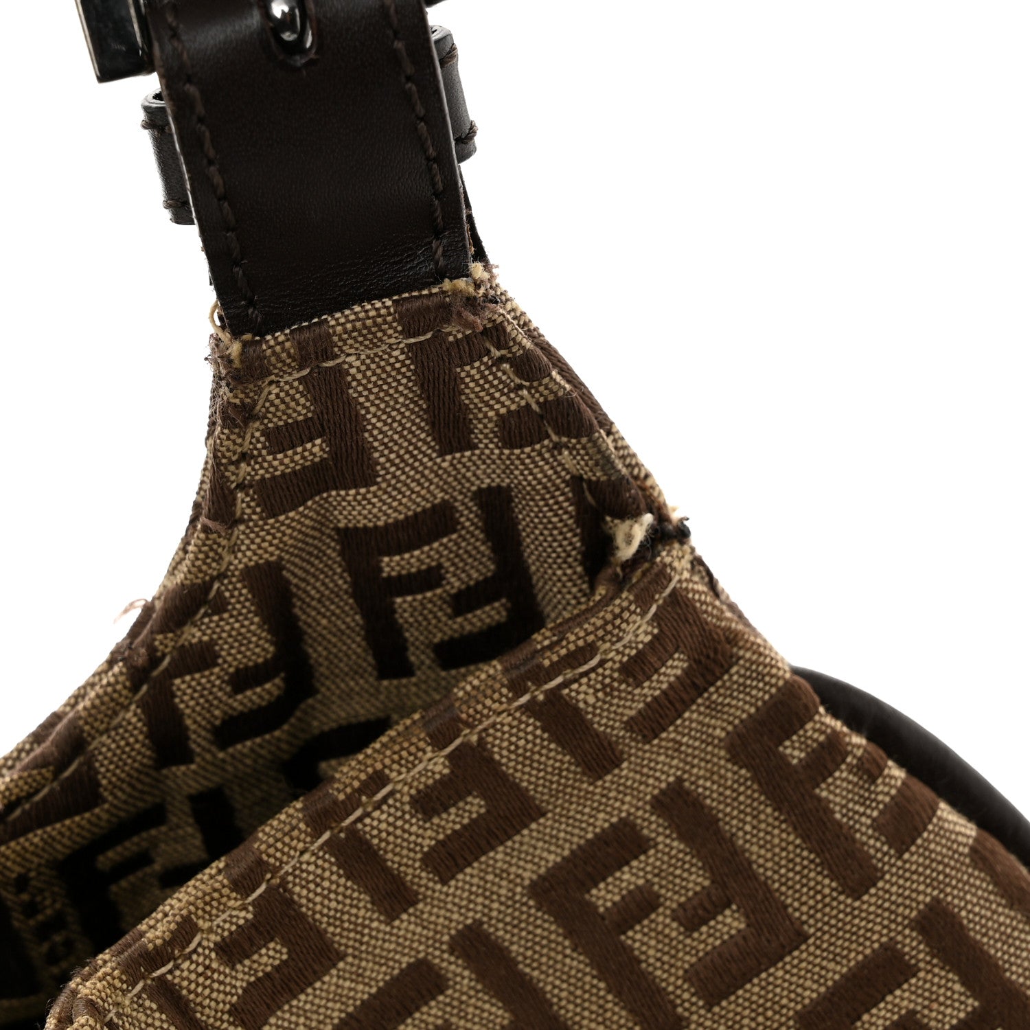 Fendi Zucchino Vitello Shoulder Bag Testa di Moro Beige 14 of 14