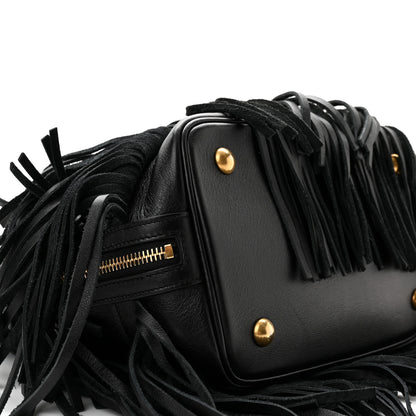 Saint Laurent Calfskin Small Emmanuelle Fringe Bucket Bag Black 9 of 11