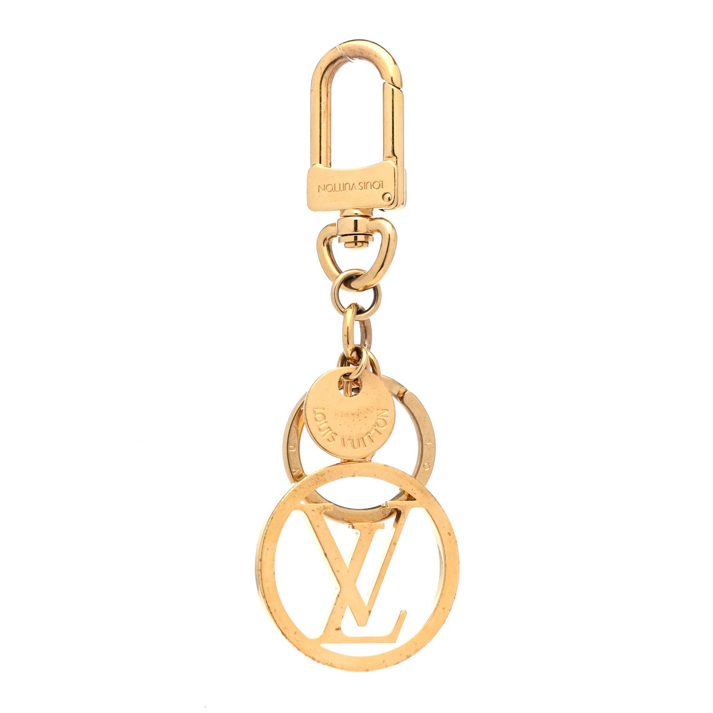 Metal LV Circle Bag Charm Key Holder Gold