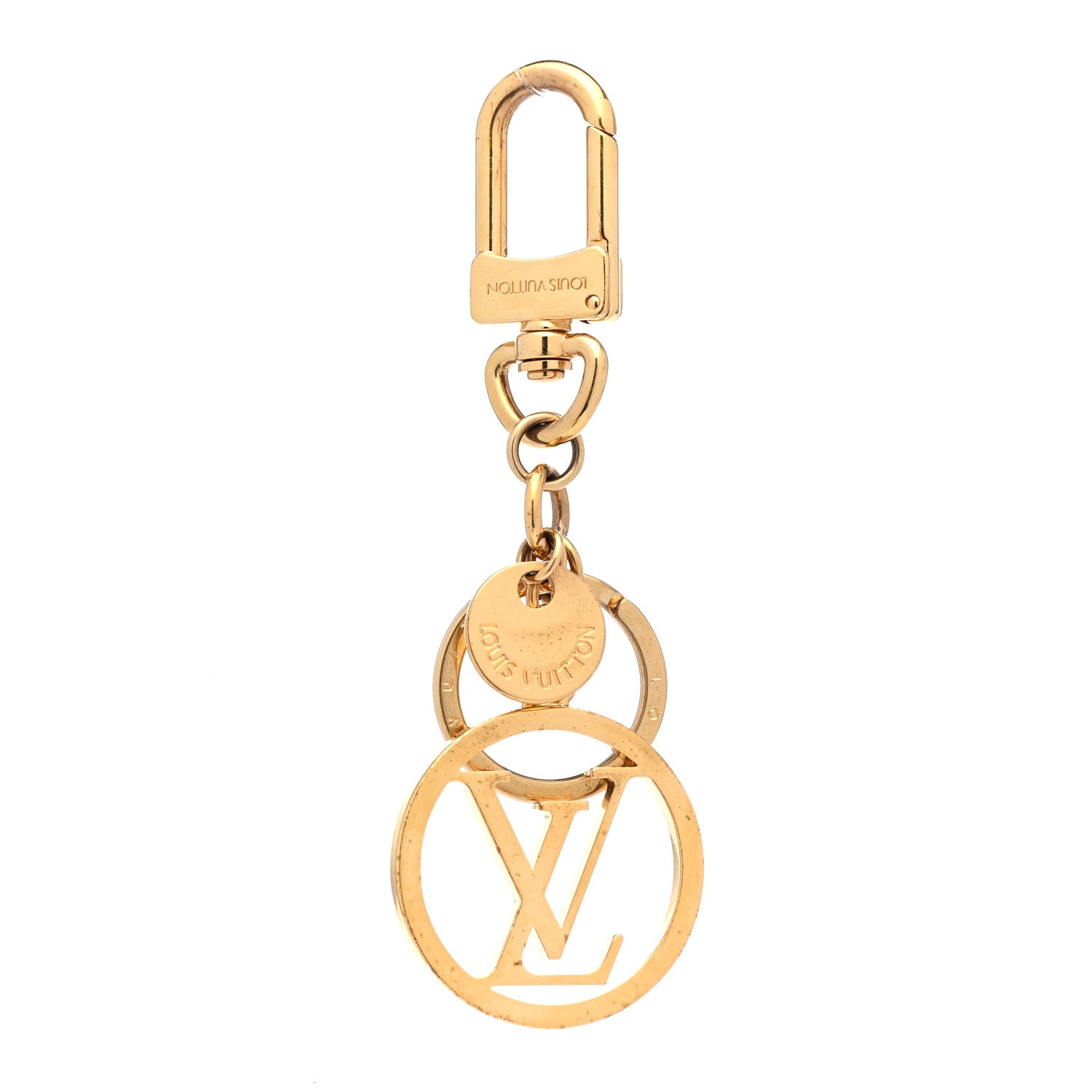 Louis Vuitton Metal LV Circle Bag Charm Key Holder Gold 1 of 6