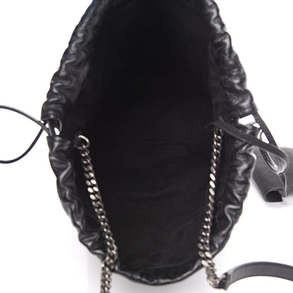 Saint Laurent Cracked Shiny Calfskin Teddy Drawstring Bag Black 4 of 8