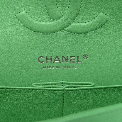 Chanel Caviar Chevron Quilted Medium Double Flap Green 7 of 12