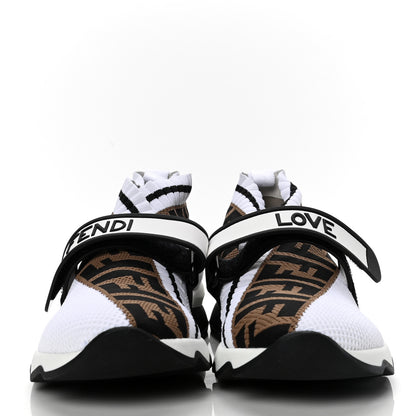 Fendi Stretch Yarn FF Stiff Band Rockoko Sneakers 36.5 White Black Tobacco 2 of 9