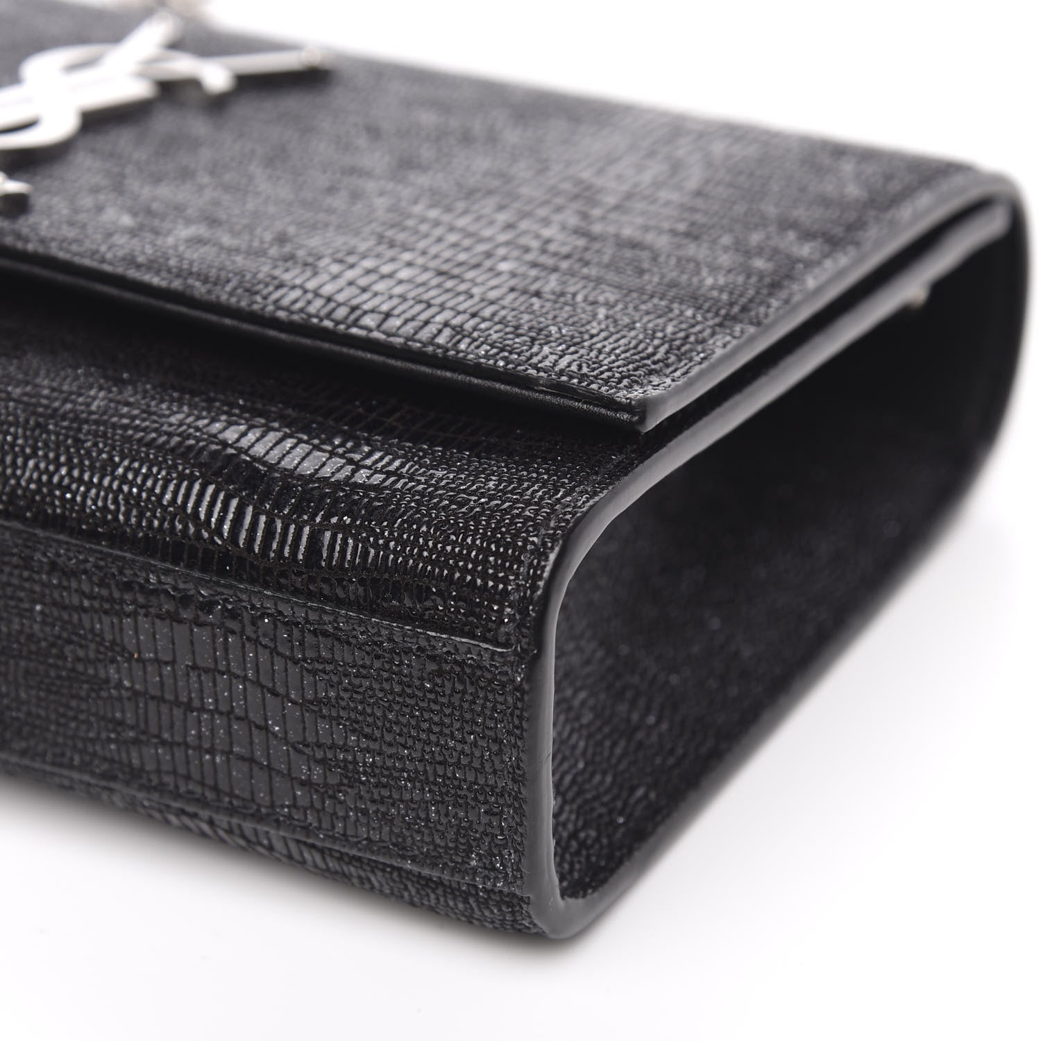 Saint Laurent Calfskin Lizard Embossed Small Classic Monogram Kate Tassel Satchel Black 9 of 9