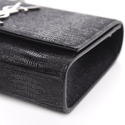 Saint Laurent Calfskin Lizard Embossed Small Classic Monogram Kate Tassel Satchel Black 9 of 9