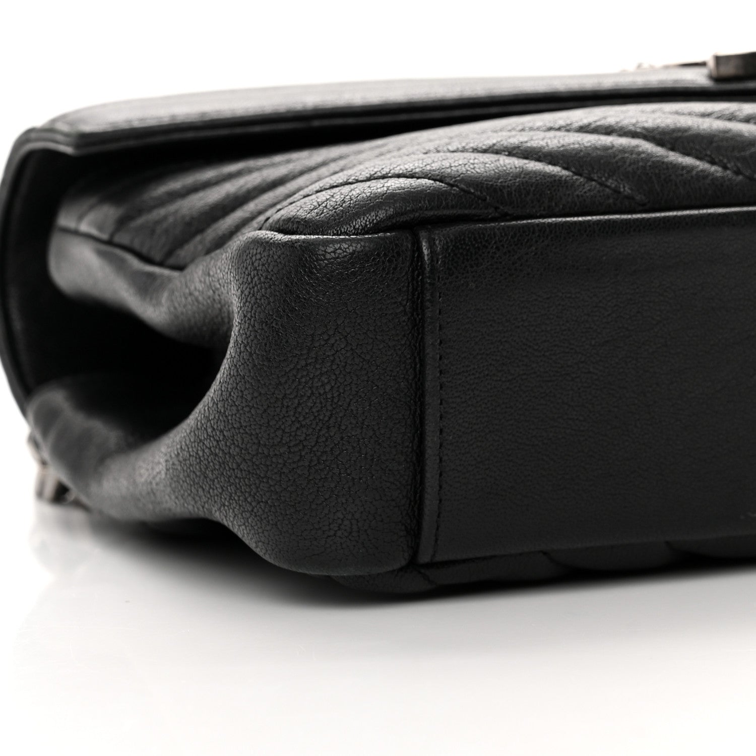 Saint Laurent Sheepskin Matelasse Chevron Monogram Medium College Bag Black 10 of 13