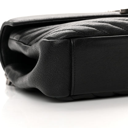 Saint Laurent Sheepskin Matelasse Chevron Monogram Medium College Bag Black 10 of 13