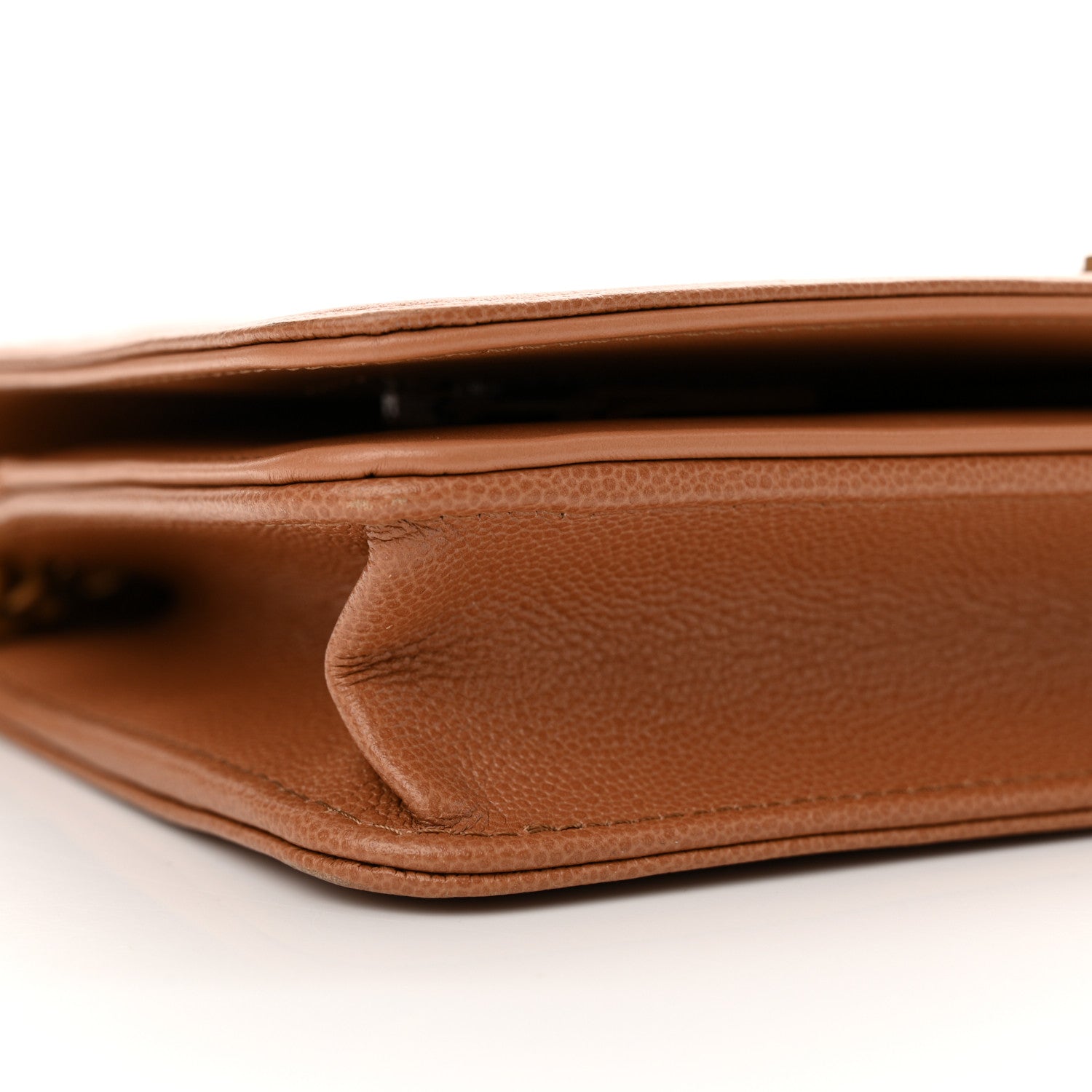 Chanel Caviar Chevron Quilted Boy Wallet On Chain WOC Dark Beige 10 of 12