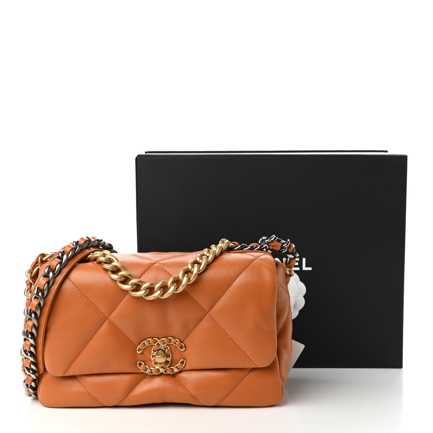 Chanel Lambskin Quilted Medium Chanel 19 Flap Light Brown 11 of 11