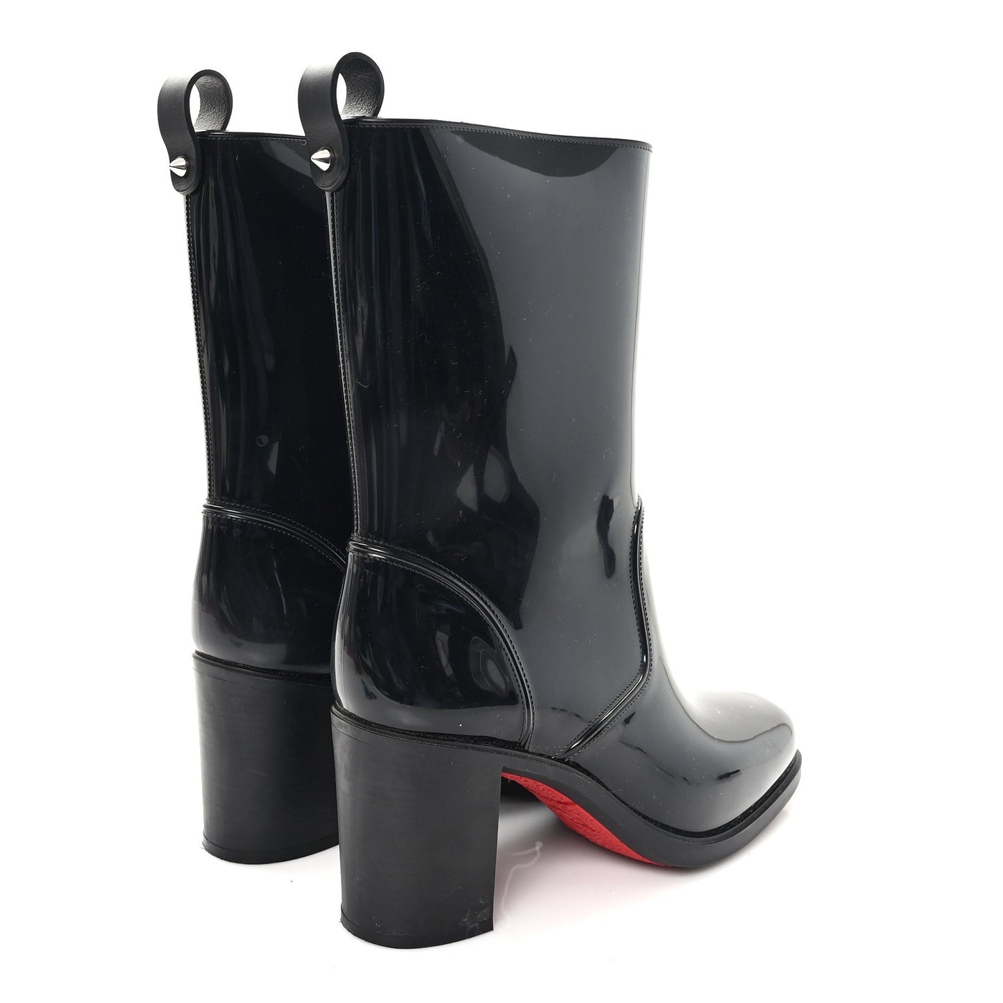 Recycled PVC Calfskin Loubirain 70 Boots 39 Black