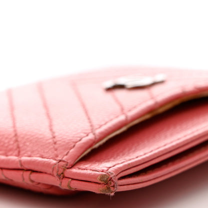 Chanel Caviar Chevron Quilted Card Holder Pink 6 of 14