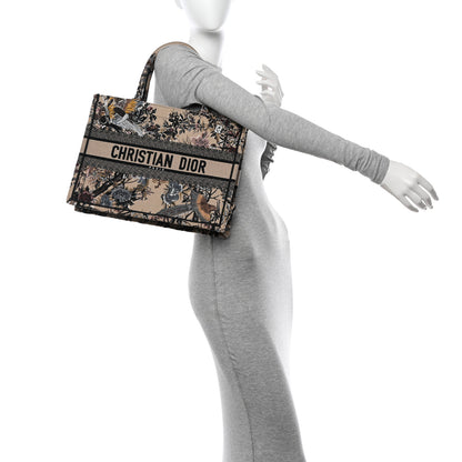 Christian Dior Canvas Embroidered Jardin D'Hiver Medium Book Tote Beige Multicolor 2 of 11