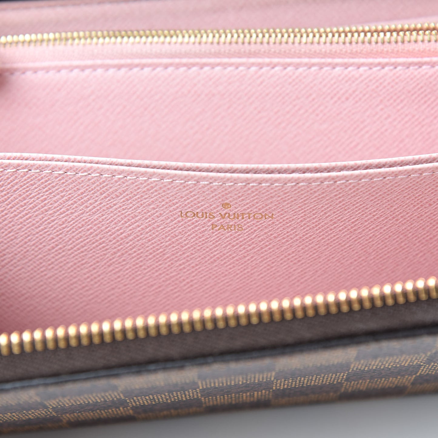 Damier Ebene Zippy Wallet Rose Ballerine