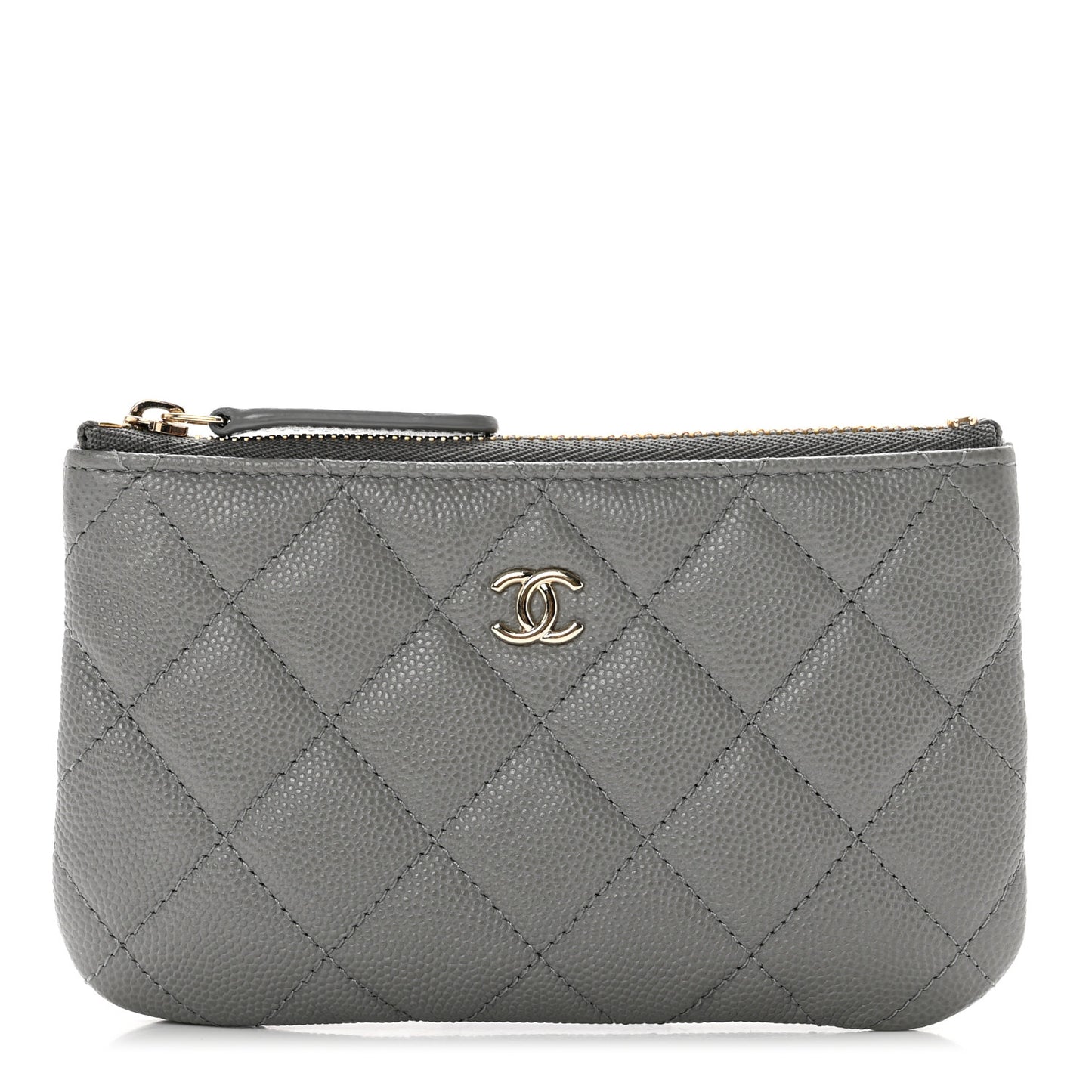 Caviar Quilted Small Cosmetic Case Grey