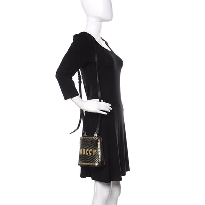 Gucci X SEGA Calfskin GUCCY Stars Mini Dome Shoulder Bag Black Gold 2 of 10