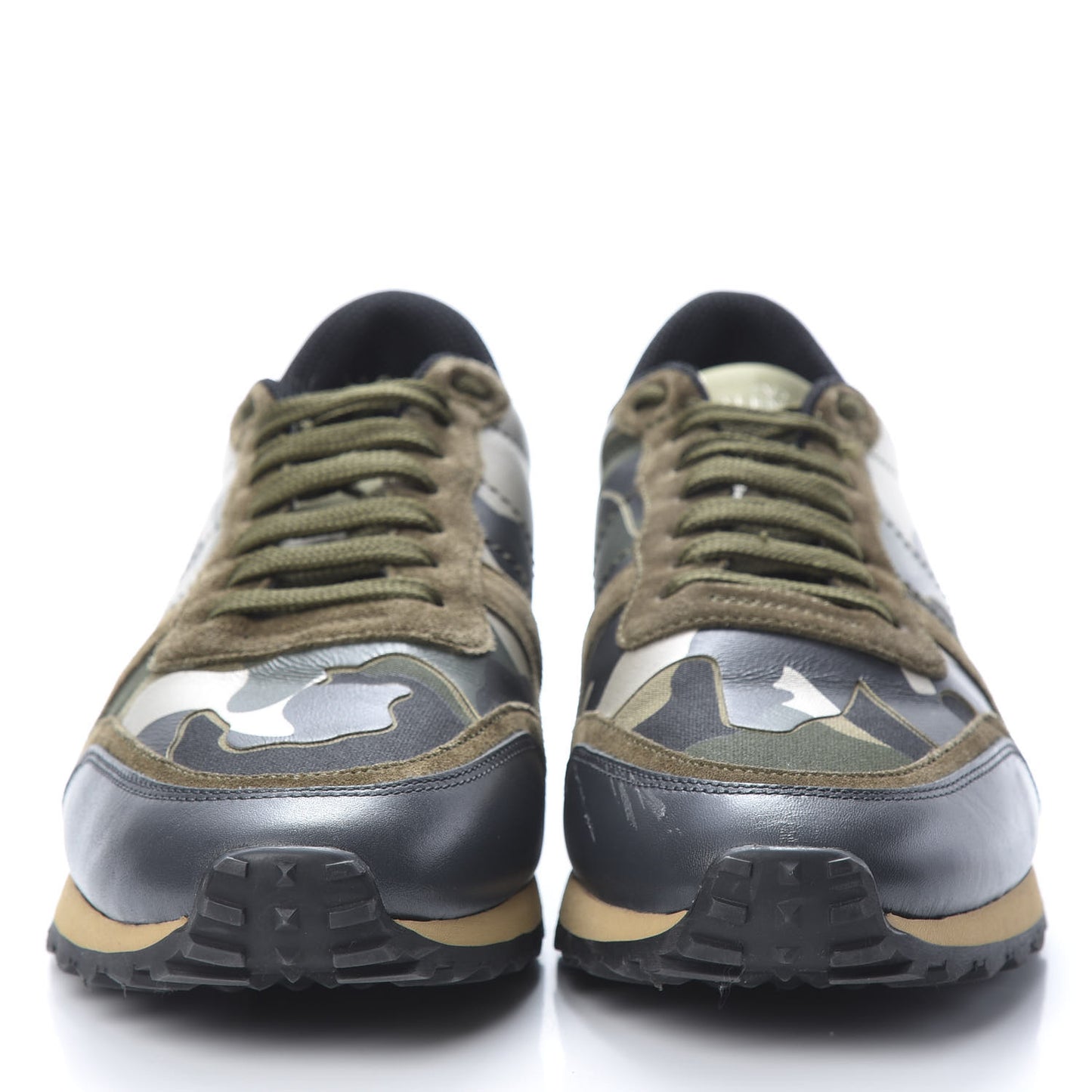 Nappa Suede Camouflage Embroidered Mens Rockrunner Sneakers 42 Khaki Multicolor