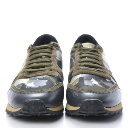 Valentino Garavani Nappa Suede Camouflage Embroidered Mens Rockrunner Sneakers 42 Khaki Multicolor 2 of 9