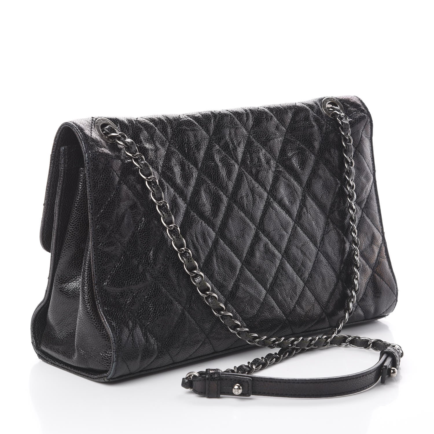 Chanel Crumpled Grained Calfskin Jumbo CC Crave Flap Black 2 of 9