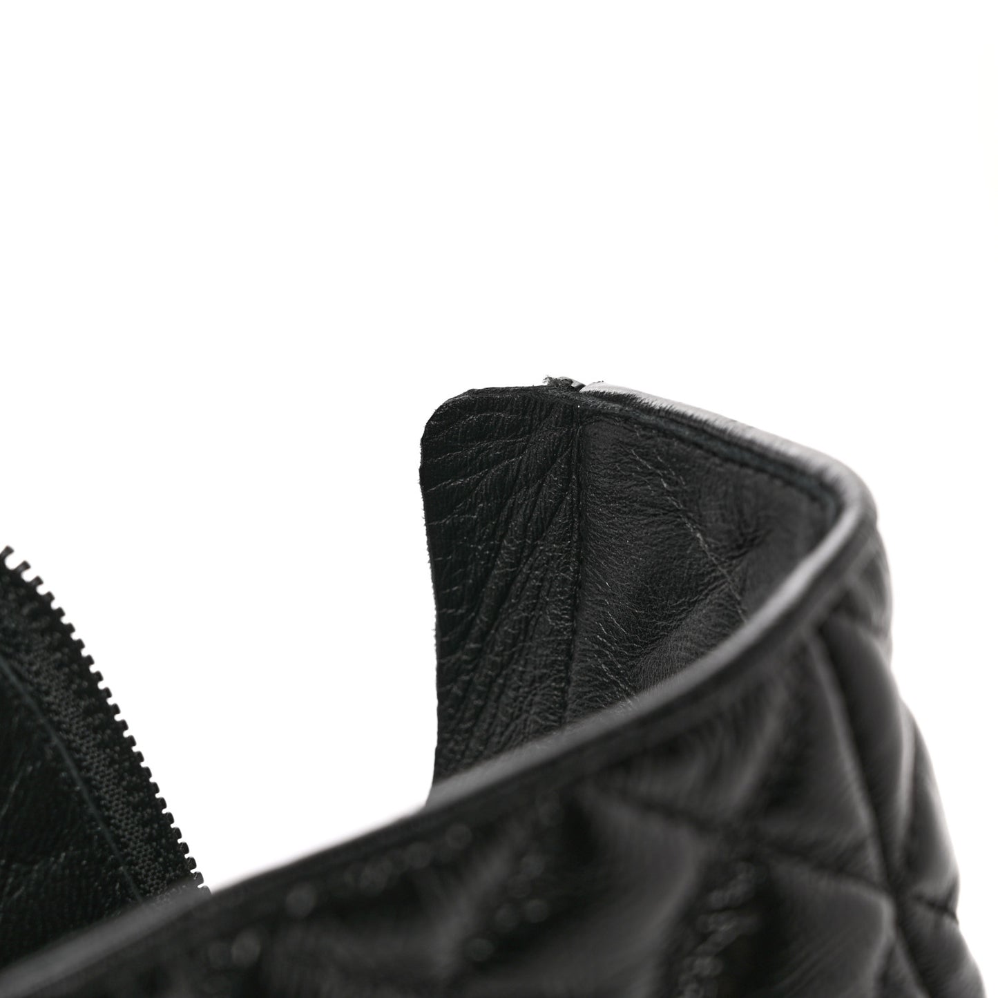 Shiny Calfskin Patent Quilted Chain Lace Up Combat Boots 37.5 Black