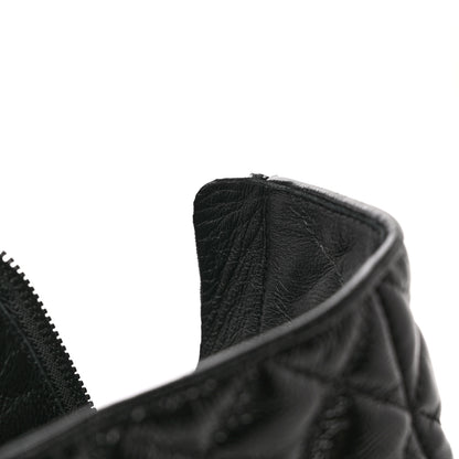 Chanel Shiny Calfskin Patent Quilted Chain Lace Up Combat Boots 37.5 Black 10 of 14