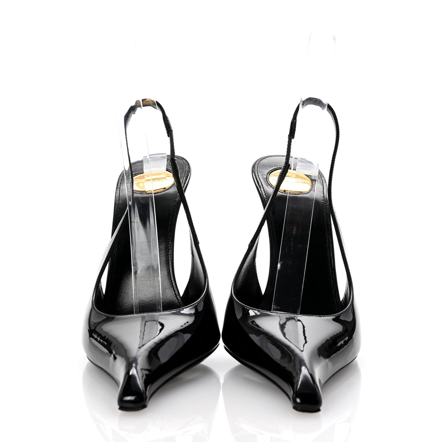 Patent Calfskin PVC Miller 110 Slingback Pumps 37.5 Black