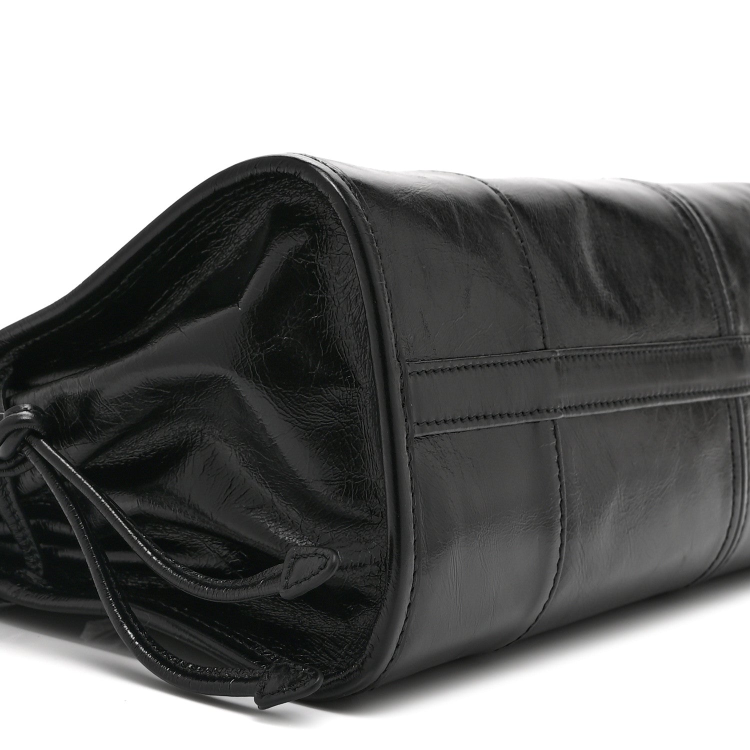Prada Glossy Calfskin Triangle Medium Bonnie Shoulder Bag Black 9 of 10
