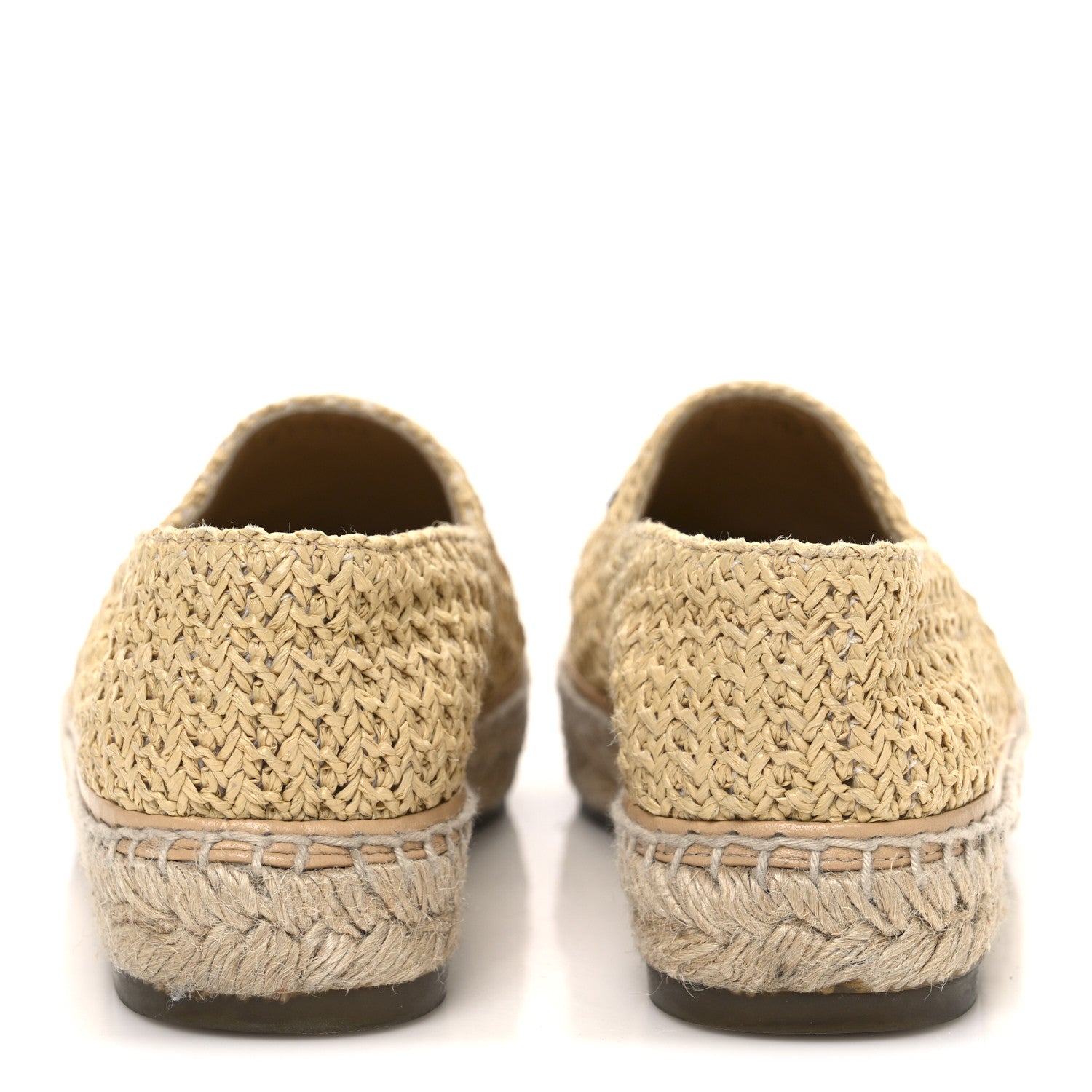 Chanel Braided Fabric Lambskin CC Espadrilles 38 Beige Black 6 of 11