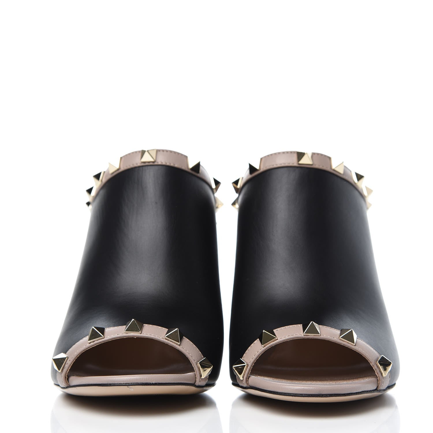 Valentino Garavani Calfskin Rockstud High Heel Slide Sandals 37 Black Poudre 2 of 9