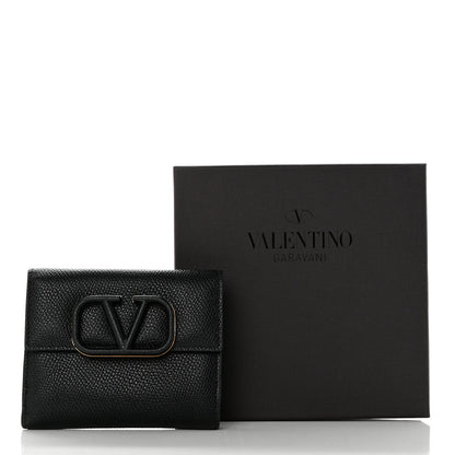 Valentino Garavani Grainy Calfskin VSling Compact Wallet Black 9 of 9
