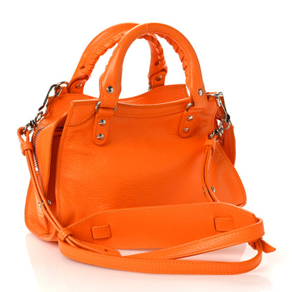 Balenciaga Grained Calfskin Neo Classic Silver Hardware Mini City Pop Orange 3 of 8