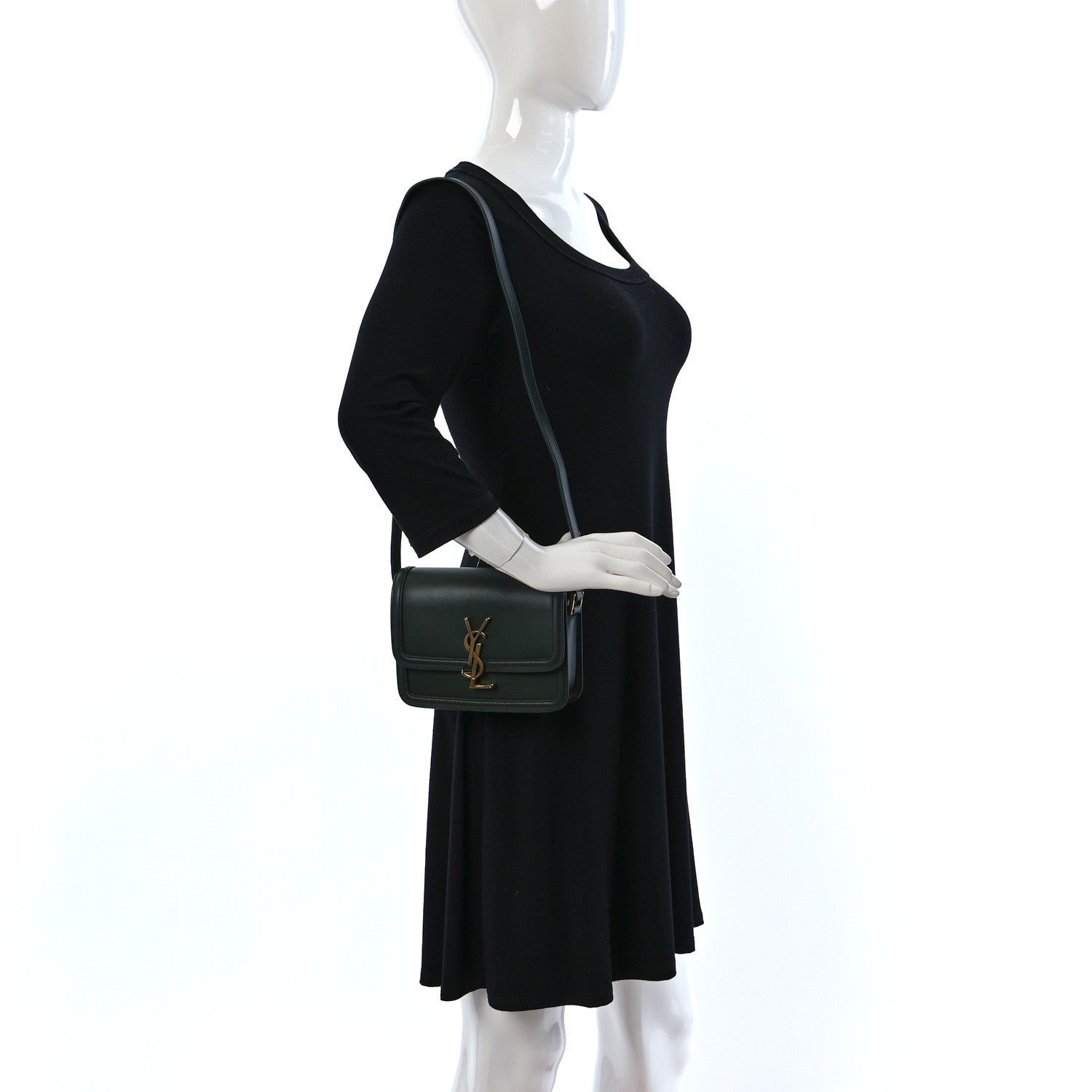 Saint Laurent Smooth Calfskin Small Solferino Satchel Green 2 of 10