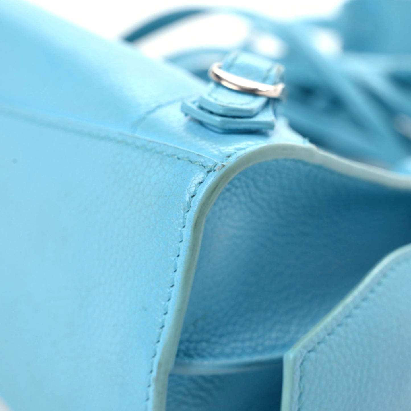 Grained Calfskin Neo Classic Silver Hardware Mini City Azur