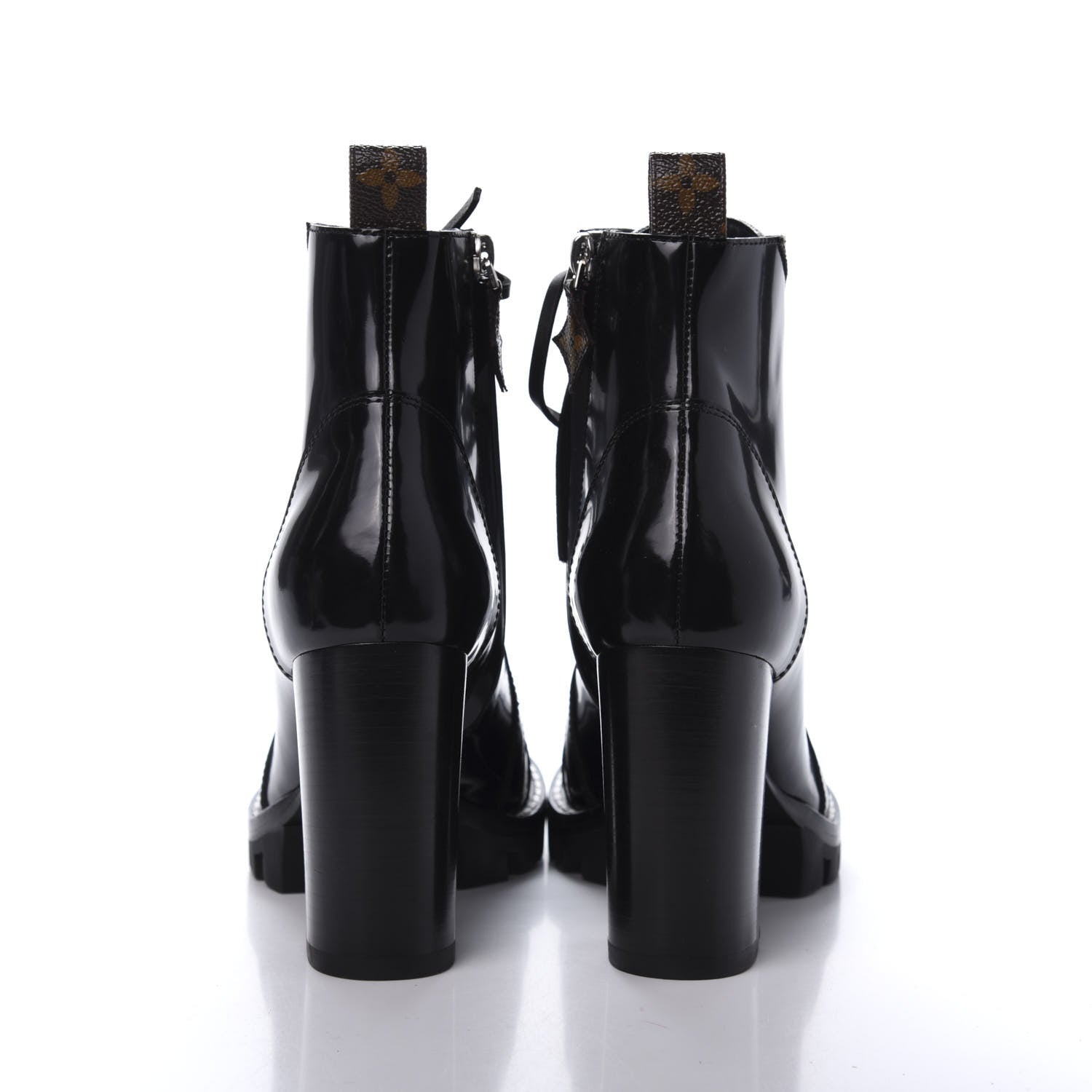 Louis Vuitton Patent Calfskin Monogram Star Trail Ankle Boots 37 Black 5 of 8