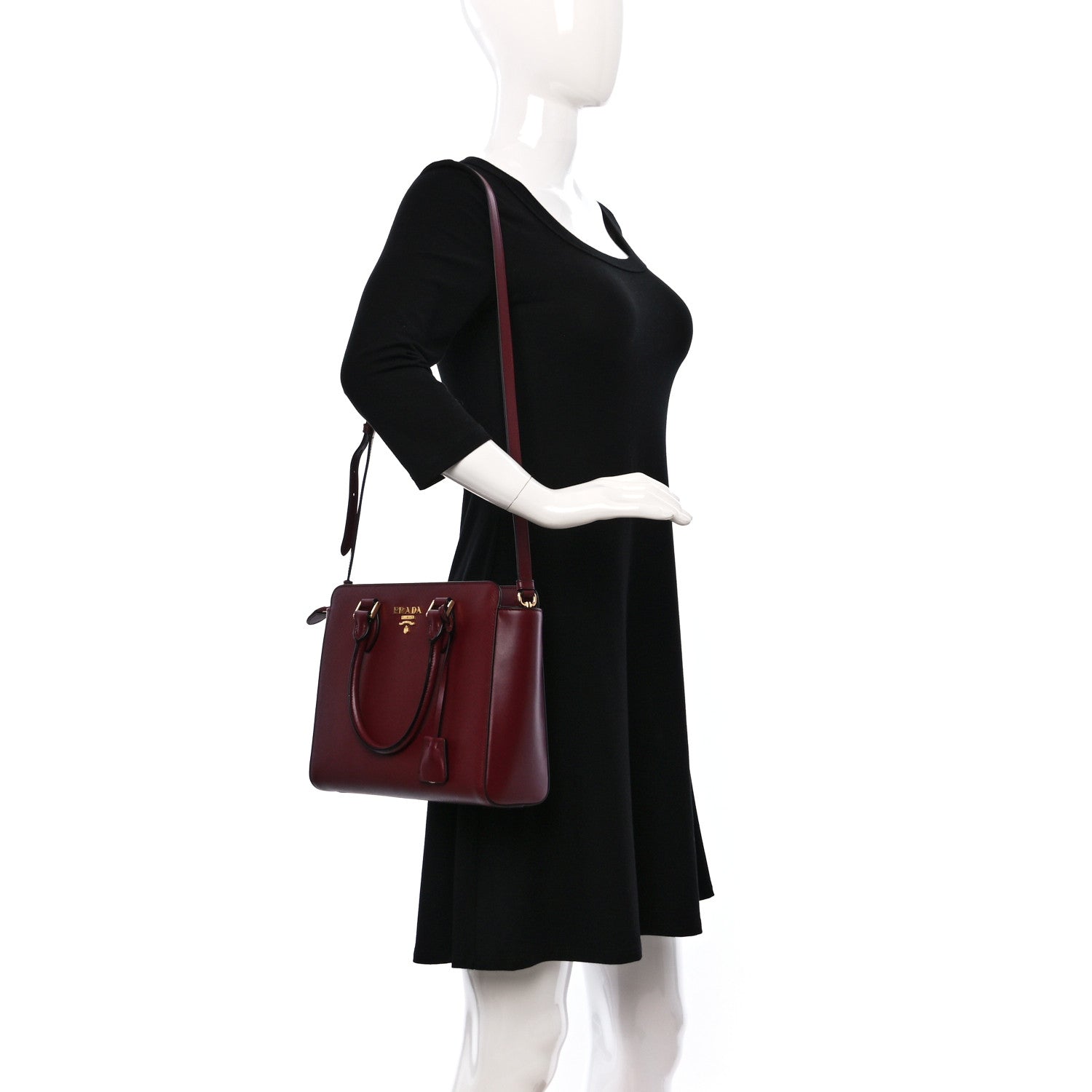 Prada Saffiano Soft Calfskin Small Zippered Tote Cerise 2 of 9