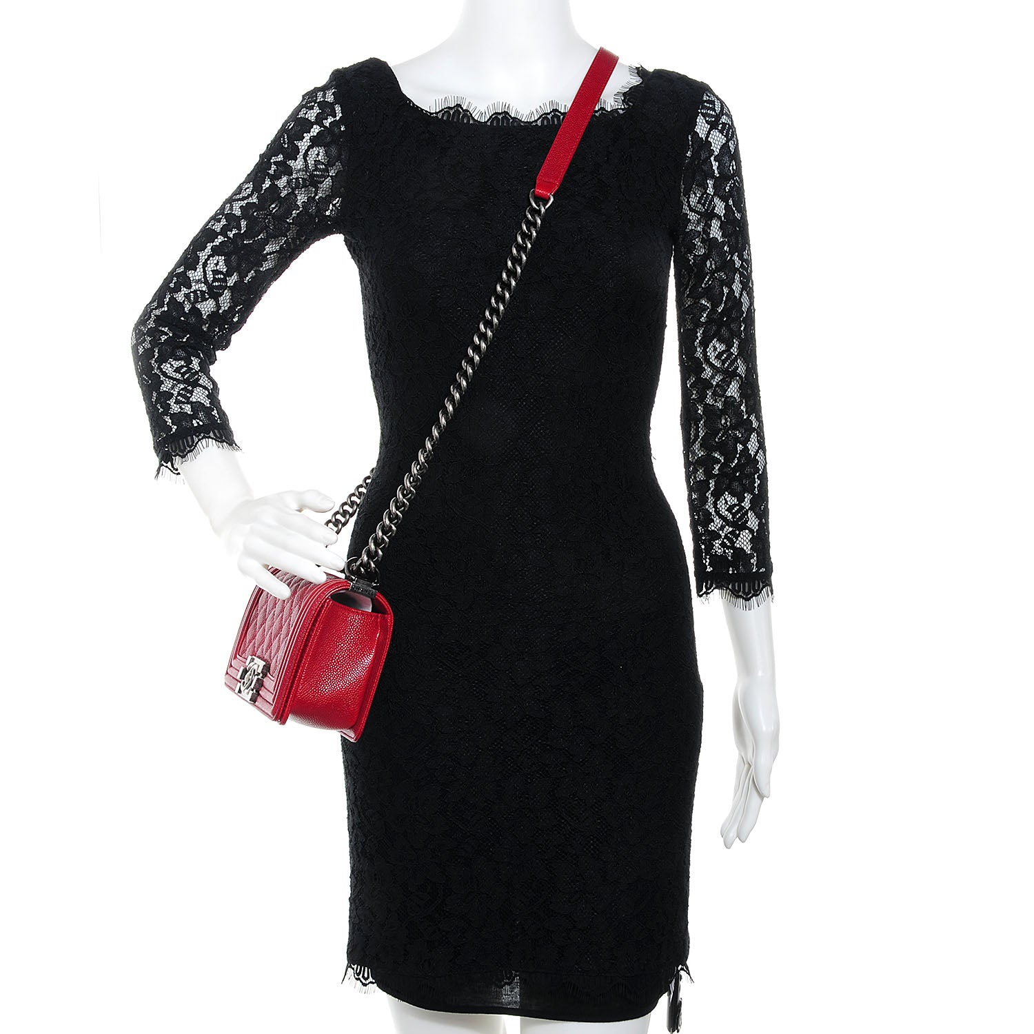 Chanel Caviar Small Boy Flap Bag Dark Red 2 of 9
