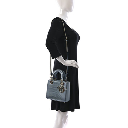 Christian Dior Metallic Lizard Small Lady Dior Blue 2 of 9
