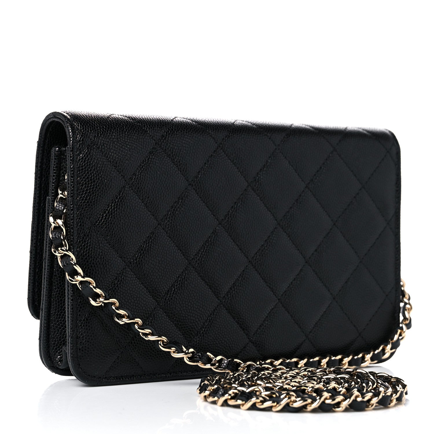 Chanel Caviar Quilted Crystal CC Wallet On Chain WOC Black 2 of 10