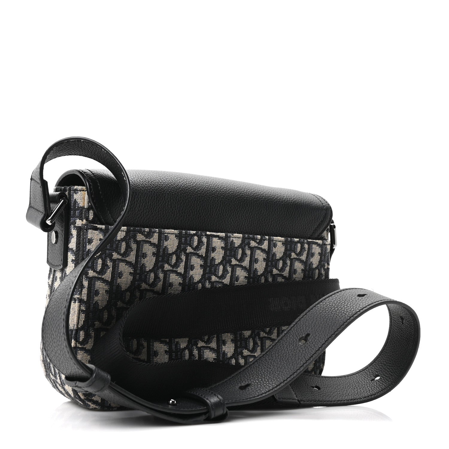 Christian Dior Oblique Jacquard Grained Calfskin Small Saddle Messenger Bag Beige Black 3 of 11