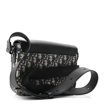 Christian Dior Oblique Jacquard Grained Calfskin Small Saddle Messenger Bag Beige Black 3 of 11