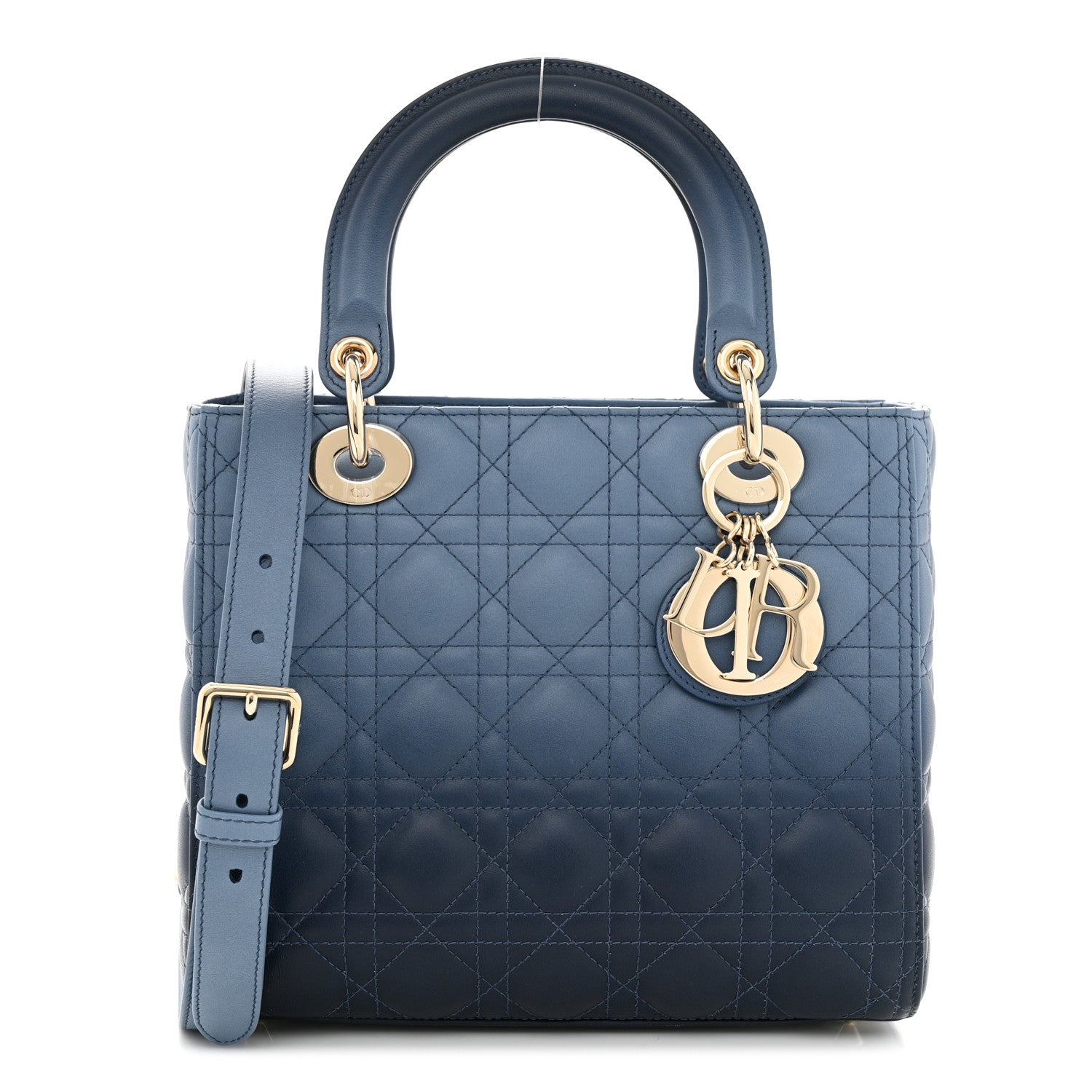 Christian Dior Lambskin Cannage Gradient Medium Lady Dior Blue 1 of 10