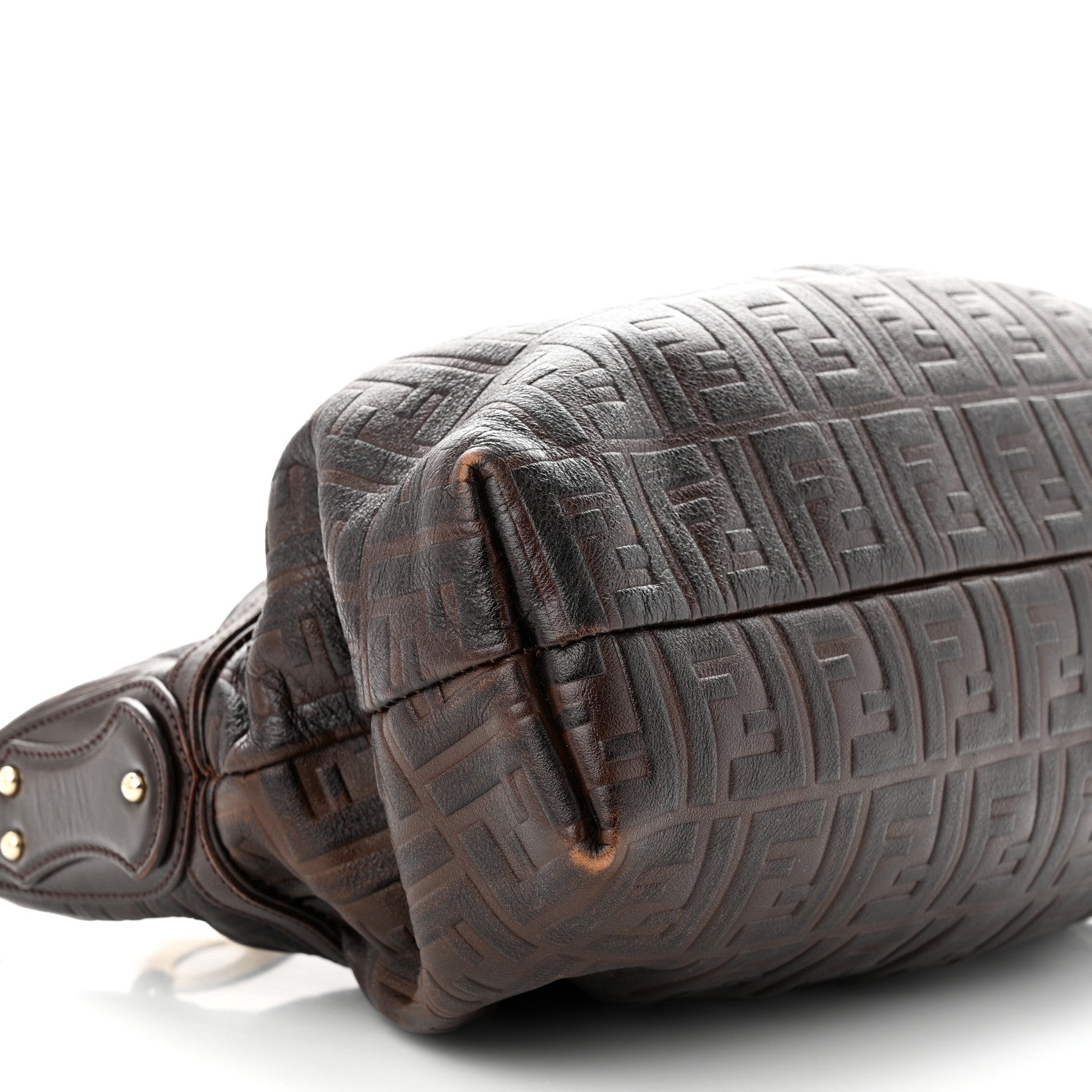 Fendi Vitello FF Embossed Chef Hobo Brown 9 of 13