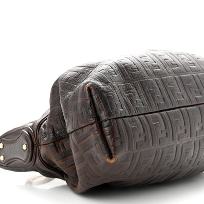 Fendi Vitello FF Embossed Chef Hobo Brown 9 of 13