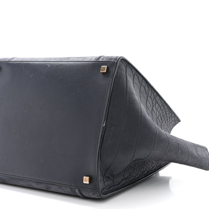 Celine Crocodile Embossed Nubuck Medium Phantom Luggage Navy Blue 10 of 18