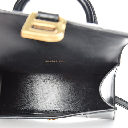 Balenciaga Shiny Box Calfskin Hourglass Top Handle Bag XS Black 4 of 14