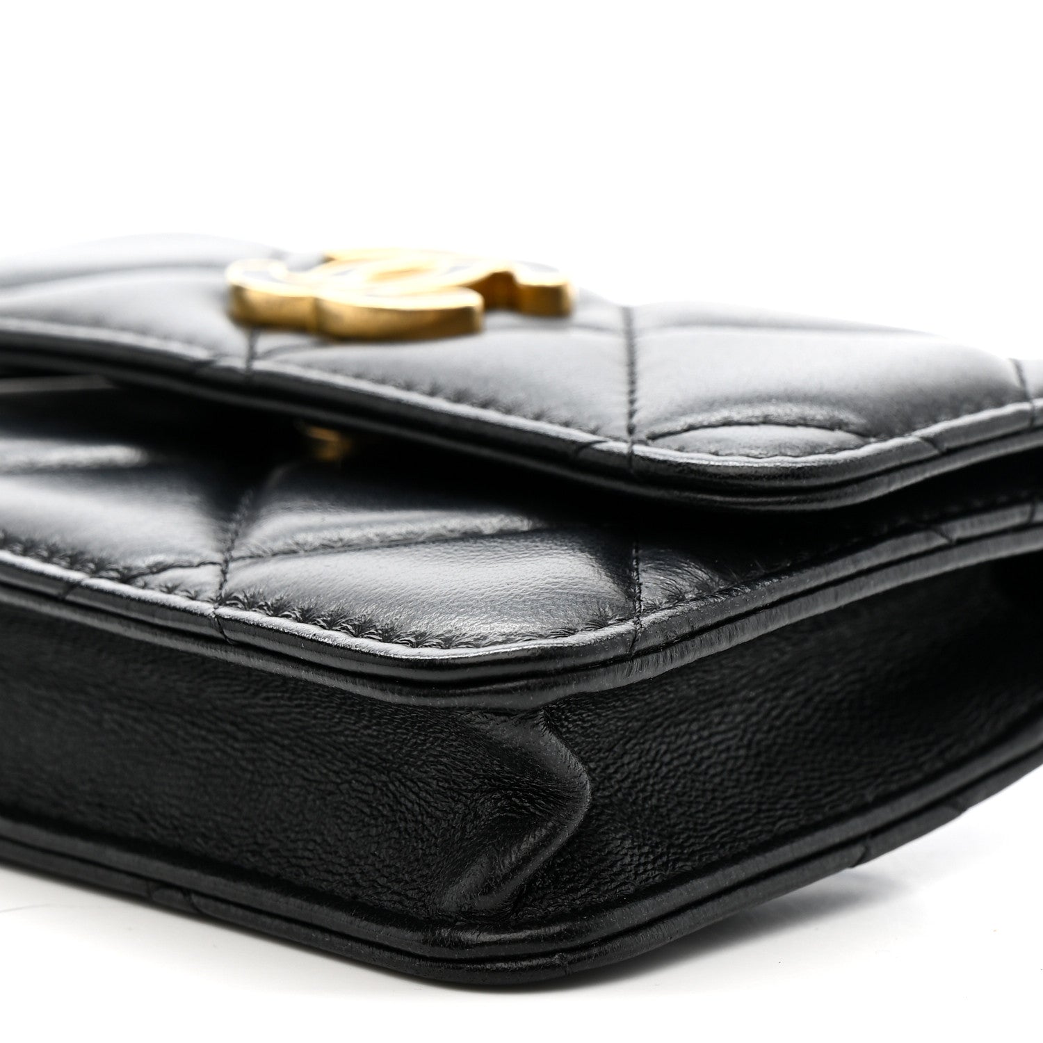Chanel Lambskin Enamel Quilted Pending CC Flap Belt Bag Black 11 of 11