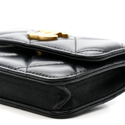 Chanel Lambskin Enamel Quilted Pending CC Flap Belt Bag Black 11 of 11