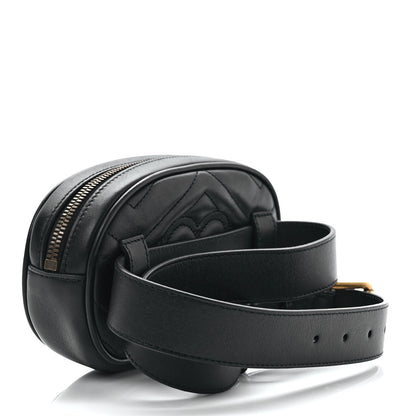Gucci Calfskin Matelasse GG Marmont Belt Bag 85 34 Black 3 of 12