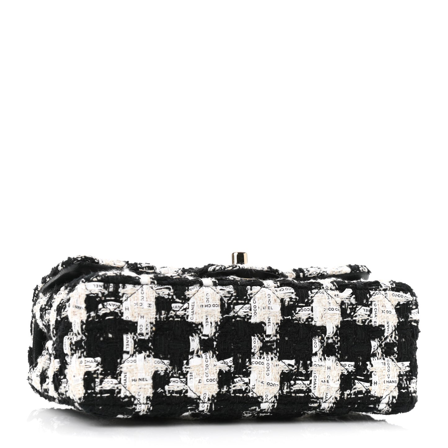 Tweed Quilted Mini Rectangular Flap Black Ecru White